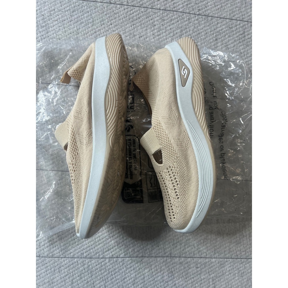Skechers Womens Slip On Knit Walking Sneakers Beige Size 8 - Picture 6 of 11